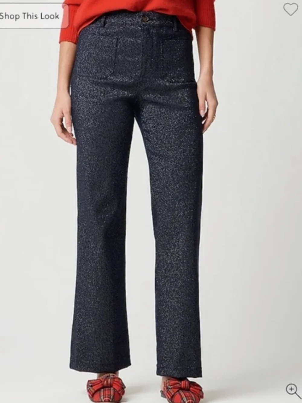 J. Crew Navy Sparkle Lizzie Wide Leg Pants